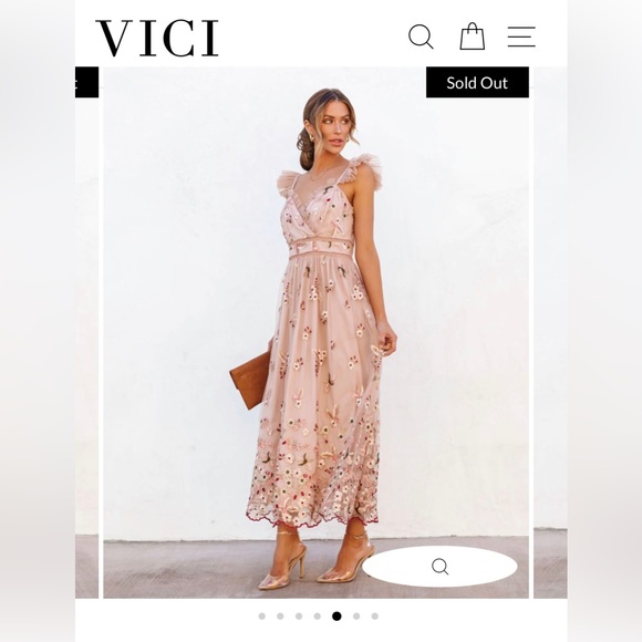 Tulle Floral Embroidered Ruffle Midi Dress - Picture 5 of 6